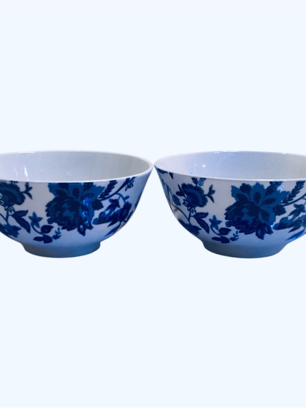 Royal Norfolk Cobalt Blue Floral Bowls Set of 2 Cereal Soup Salad Bowls 6”